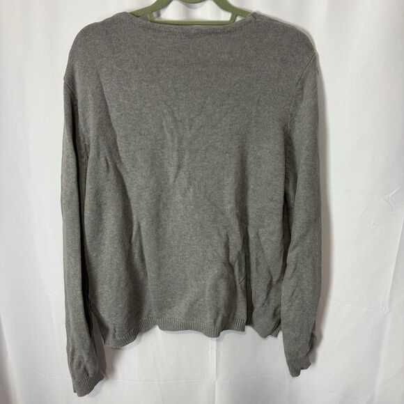 Soft Surroundings Women 2X Faux Wrap Embellished Sweater Floral Embroidered Gray - Picture 2 of 3